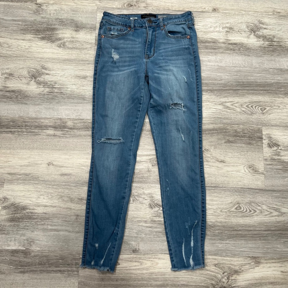 Aeropostale High Waisted Ankle Jeggings Distressed Ripped Denim Jeans Size 4